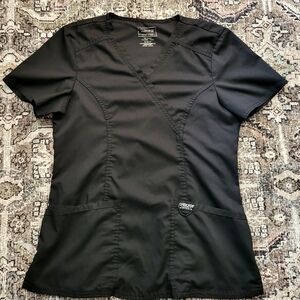 Cherokee Workwear Black Scrub Top with Pockets